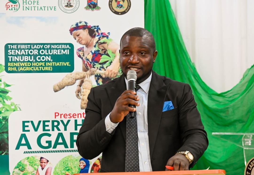 Abayomi speaking at a Renewed Hope Initiative event